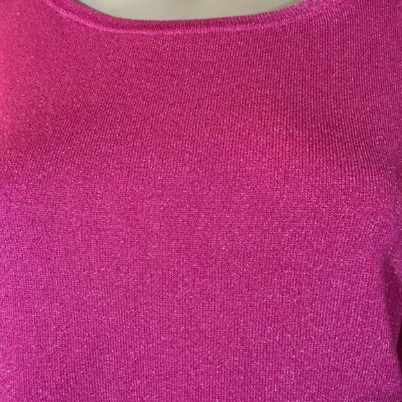 Chico's Pink Sweeping Crew Neck Shimmer Lightweight Sweater - Picture 7 of 14